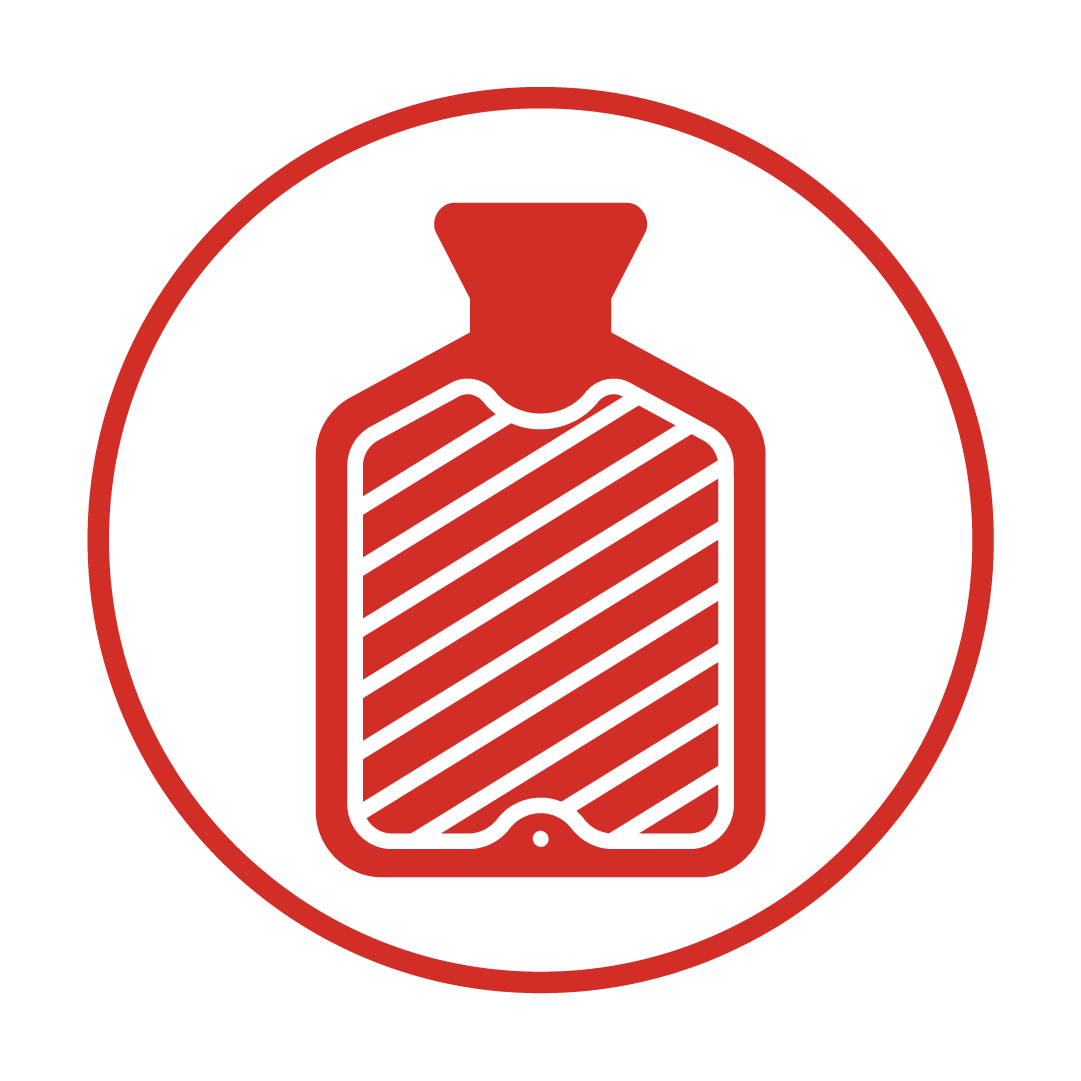 Applicare una borsa dell’acqua calda per alleviare i crampi